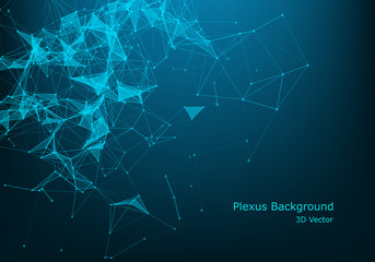 Abstract vector particles and lines. Plexus effect. Futuristic illustration. Polygonal Cyber Structure. Data Connection Concept.