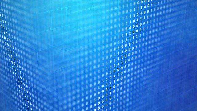 3D render Binary code digit number on blue background for cyber futuristic technology concept with dark and grain processed
