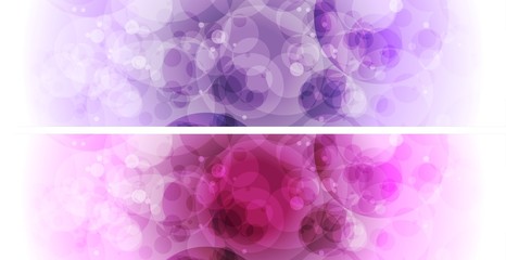 Purple and violet bokeh effect abstract banners