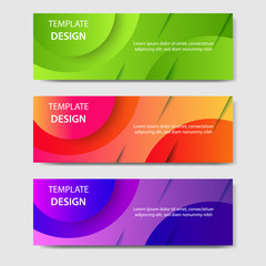 Naklejka premium Vibrant gradient and modern futuristic geometric shape background template for headline and header banner in orange, purple, green color. Suitable for social media, web, blog, website. 