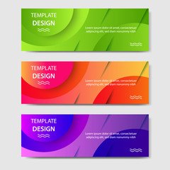 Vibrant gradient and modern futuristic geometric shape background template for headline and header banner in orange, purple, green color. Suitable for social media, web, blog, website. 