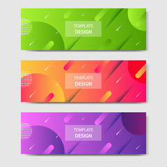 Fototapeta premium Vibrant gradient and modern futuristic geometric shape background template for headline and header banner in orange, purple, green color. Suitable for social media, web, blog, website. 