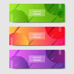 Fototapeta premium Vibrant gradient and modern futuristic geometric shape background template for headline and header banner in orange, purple, green color. Suitable for social media, web, blog, website. 