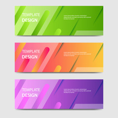 Vibrant gradient and modern futuristic geometric shape background template for headline and header banner in orange, purple, green color. Suitable for social media, web, blog, website. 