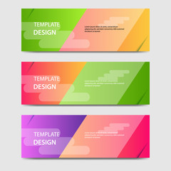 Vibrant gradient and modern futuristic geometric shape background template for headline and header banner in orange, purple, green color. Suitable for social media, web, blog, website. 