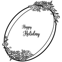 Vector illustration ornate flower frame with invitation happy holiday