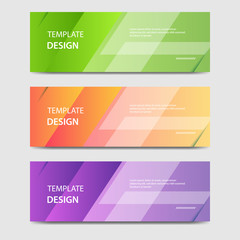 Fototapeta premium Vibrant gradient and modern futuristic geometric shape background template for headline and header banner in orange, purple, green color. Suitable for social media, web, blog, website. 