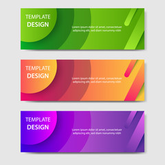 Naklejka premium Vibrant gradient and modern futuristic geometric shape background template for headline and header banner in orange, purple, green color. Suitable for social media, web, blog, website. 