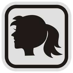 Portrait of woman at black and gray frame, vector illustration. Silhouette of male, isolated object. Creative illustration for different uses.