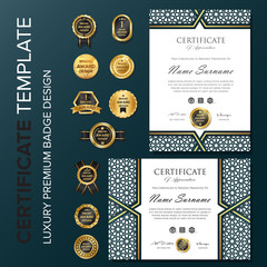 Creative Certificate design with badge illustration