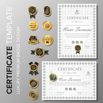 Creative Certificate design with badge illustration