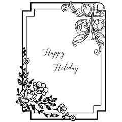Vector illustration lettering happy holiday for pattern drawing flower frame