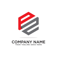PZ initial letter logo hexagonal vector