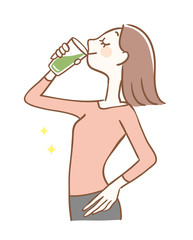 Obraz na płótnie Canvas 青汁を飲む女性
