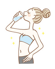 水を飲む女性　水分補給