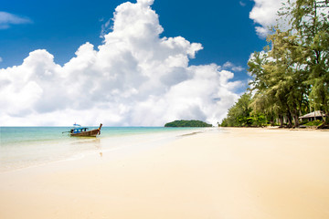 Beauty beach with yellow sand and crystal clear water in Krabi Thailand