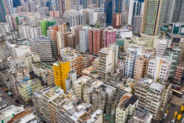 Fototapeta na wymiar Top view of Hong Kong building in Kowloon side