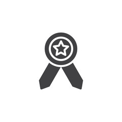 Star award medal vector icon. filled flat sign for mobile concept and web design. star ribbon badge glyph icon. Symbol, logo illustration. Pixel perfect vector graphics