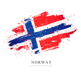 Flag of Norway. Vector illustration on white background. Brush strokes