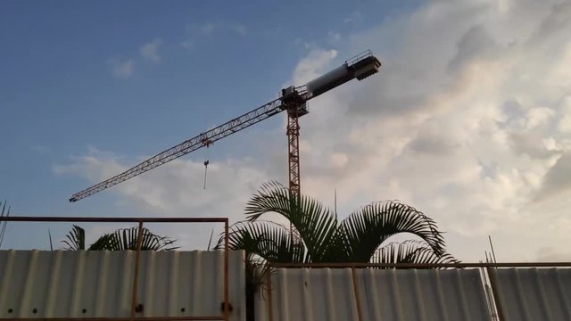 Construction Cranes around the construction site in Full HD 1080p