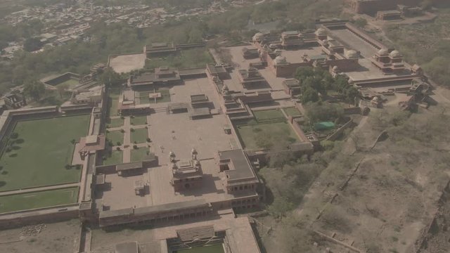 Fatehpur Sikri Abkbar's residence, India, 4k aerial ungraded/flat