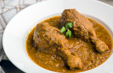 authentic chicken gravy served in a plate for lunch