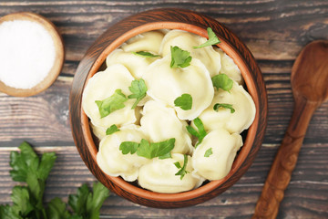 Russian pelmeni portion ready for lunch