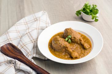 authentic chicken gravy served in a plate for lunch