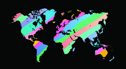 Fototapeta premium Colorful vector world map. North and South America, Asia, Europe, Africa, Australia