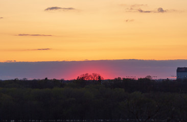 Sunset with pink glow during twilight