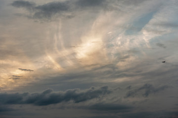 Sunset with a small airplane