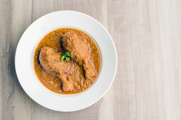 authentic chicken gravy served in a plate for lunch