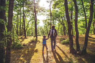 Fototapeta premium Father and son together outdoor.