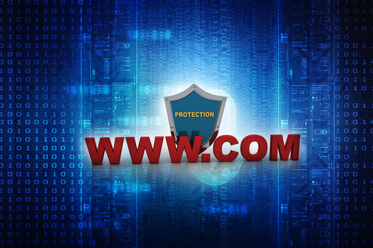 3d rendering WWW.com with shield