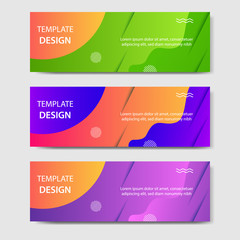 Vibrant gradient and modern futuristic fluid dynamic background template for headline and header banner in green, purple, orange color. Suitable for social media, web, blog, website.