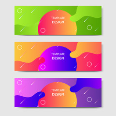 Vibrant gradient and modern futuristic fluid dynamic background template for headline and header banner in green, purple, orange color. Suitable for social media, web, blog, website.