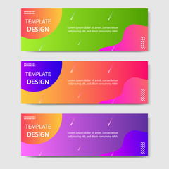 Vibrant gradient and modern futuristic fluid dynamic background template for headline and header banner in green, purple, orange color. Suitable for social media, web, blog, website.