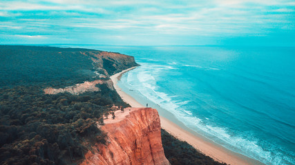 Aerial View of Cliffs and Coastline of Great Ocean Road, Victoria Australia - 267894912