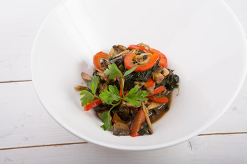 Asian mushroom mixed salad with vegetables