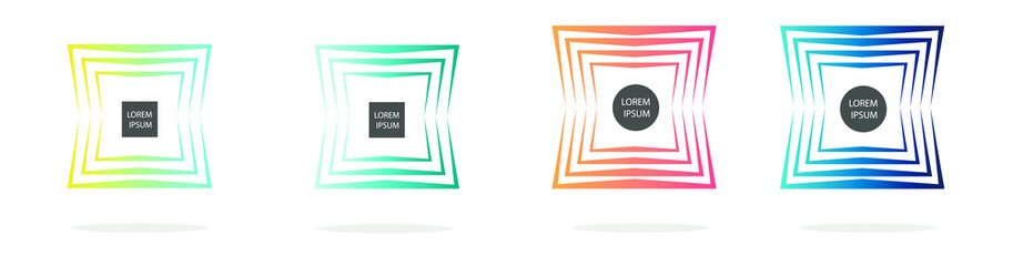 Modern geometric badges set. Colorful vector gradient shapes composition. Trendy minimal design. 3D futuristic style 