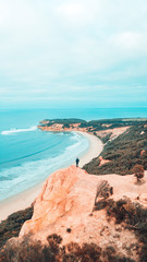 Aerial View of Cliffs and Coastline of Great Ocean Road, Victoria Australia