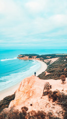 Aerial View of Cliffs and Coastline of Great Ocean Road, Victoria Australia