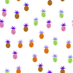Vector seamless pattern with pineapples. Tropical Summer fruit 