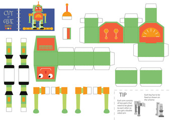 Cut and glue robot toy vector illustration