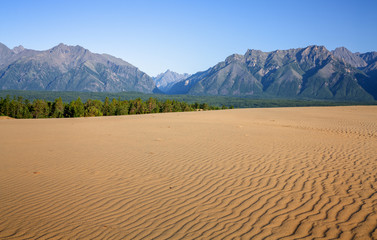 Chara sands and Mountains in Eastern Siberia 