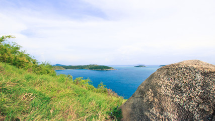Fototapeta na wymiar View of the Andaman Sea at the Cape, Krating Mountain, Rawai, Phuket, Thailand