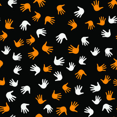 Seamless vector EPS 10 pattern with hands. Teamwork concept