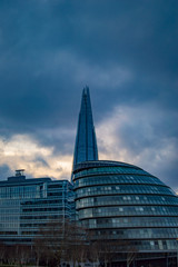 Fototapeta premium London southwark buildings with dark clouds in sky