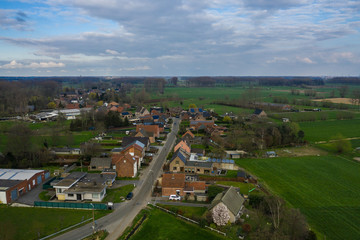Fototapeta na wymiar Aerial view of Mendonk, a small village in East Flanders