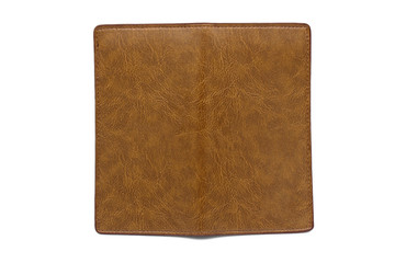 Close up brown wallet isolated on white background. Men wallet.